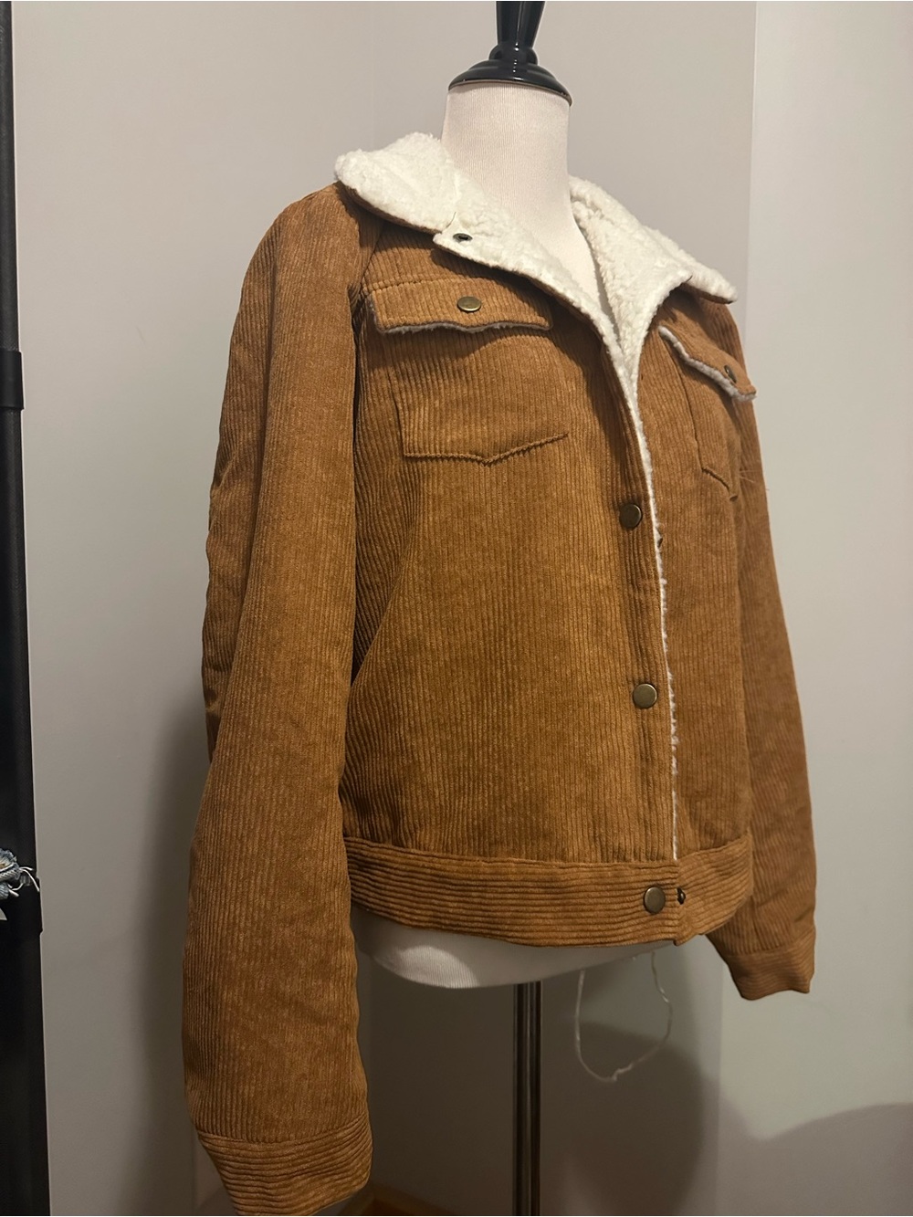 Emery Rose Brown Corduroy Sherpa Lined Jacket – Size Large - Picture 2 of 6